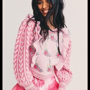 LoveShackFancy Warwick Pink Sweater! Only worn once!